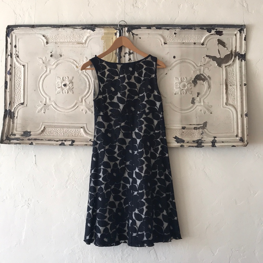 Black lace A-line dress.